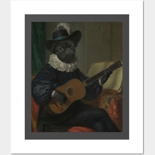 Oil Painting Musician Dog Portrait Posters and Art